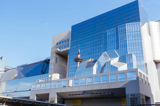 KYOTO, JAPAN - MAY 15, 2019: Kyoto Station building with bus terminal in Kyoto, Japan