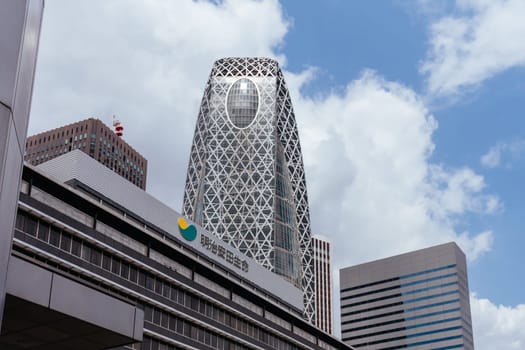 TOKYO, JAPAN - MAY 19 2019: Mode Gakuen Cocoon Tower during the day in Shinjuku, Tokyo