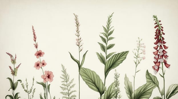 Detailed botanical watercolor illustration on light