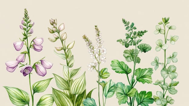 Detailed botanical watercolor illustration on light