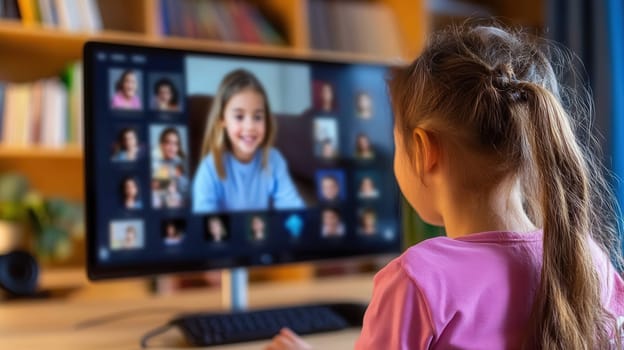 Teacher conducting a language lesson via video