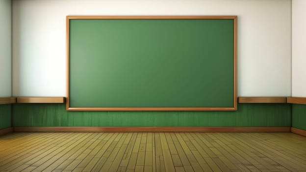 Green chalkboard in an empty classroom backdrop
