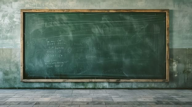 Close-up of green board in a classroom backdrop