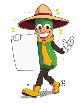 Green zucchini on a white background (transparent) in anime style (cartoon). Cheerful and cheerful.
