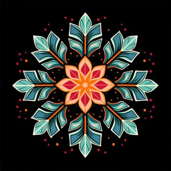 Decorative graphic design element in the form of a snowflake. 
