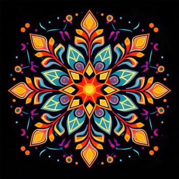 Decorative graphic design element in the form of a snowflake. 