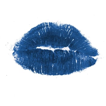 Classic blue lips kiss isolated on white