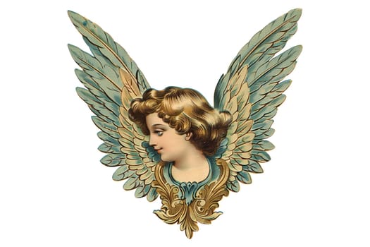 Angel with wing for Valentine's Day vintage watercolor cut out illustration