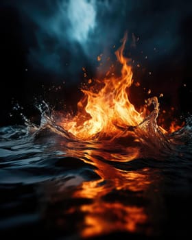 Fiery flames clash with surging water in a dynamic battle of elements. The wild flame battles the cool water in an iconic elemental confrontation.