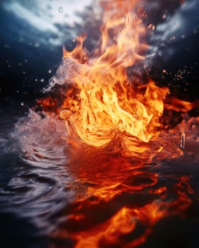 Fiery flames clash with surging water in a dynamic battle of elements. The wild flame battles the cool water in an iconic elemental confrontation.