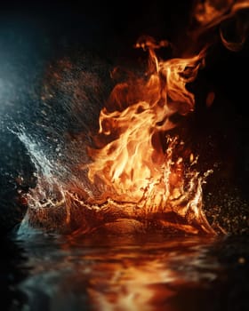 Fiery flames clash with surging water in a dynamic battle of elements. The wild flame battles the cool water in an iconic elemental confrontation.