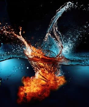 Fiery flames clash with surging water in a dynamic battle of elements. The wild flame battles the cool water in an iconic elemental confrontation.
