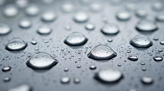 Water drops on a hydrophobic surface. Concept of water resistance, nanotechnology and surface tension.
