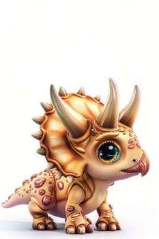 Cute baby triceratops on white background - adorable prehistoric dinosaur illustration. baby