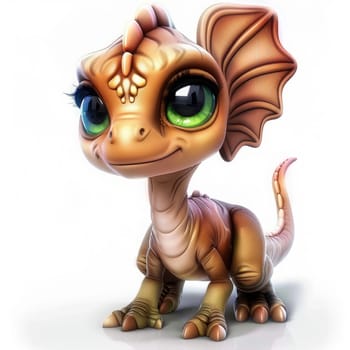 Adorable baby spinosaurus with large eyes on white background for children's decor or educational material. baby
