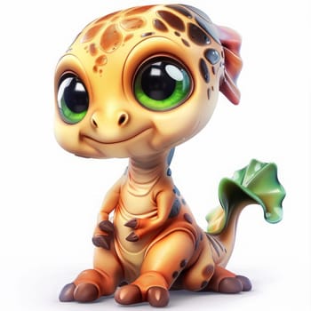 Adorable cartoon baby parasaurolophus dinosaur on white background for kids' designs. baby