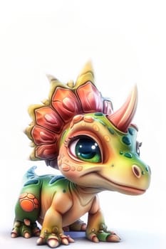 Adorable baby pachycephalosaurus on white background for kids' decor. baby