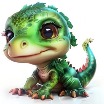 Adorable baby iguanodon on white background for dinosaur-themed design. baby