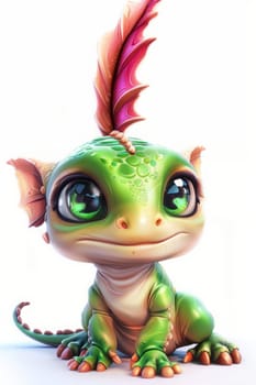Adorable cartoon baby iguanodon with colorful features on white background - perfect for kids' decor. baby