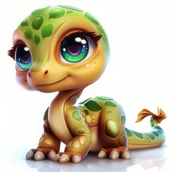 Cute baby gallimimus dinosaur on white background - adorable prehistoric theme for kids designs. baby