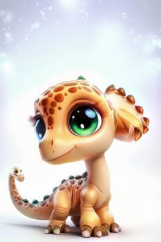 Adorable baby diplodocus dinosaur on a white background for children's decor and learning. baby