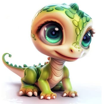 Adorable baby coelophysis dinosaur on white for kids' room decor. baby