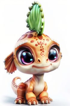 Adorable baby carnotaurus with big eyes on white background. baby