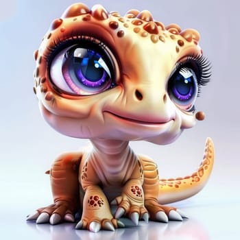 Adorable baby allosaurus with large eyes on white background for children's design. baby