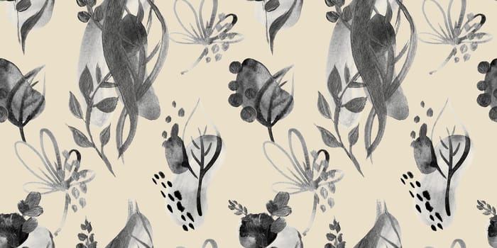 Seamless abstract pattern with gouache painted geometric shapes ovals and dots for textile design and autumn prints