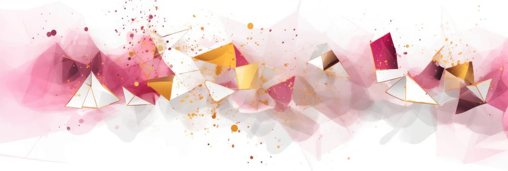 Abstract watercolor artwork mixed with buzzy geometric shapes for background of social media banner generative AI image