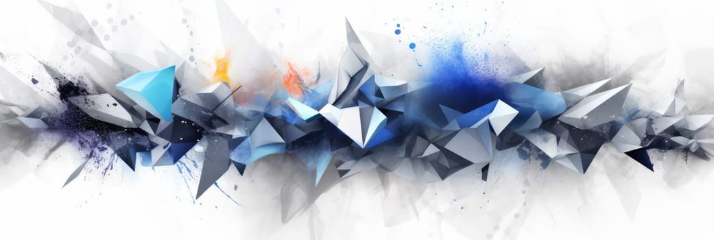 Abstract watercolor artwork mixed with buzzy geometric shapes for background of social media banner generative AI image