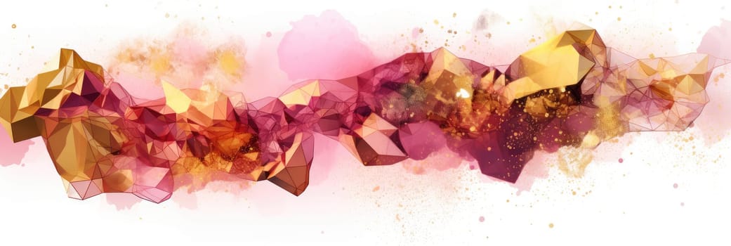 Abstract watercolor artwork mixed with buzzy geometric shapes for background of social media banner generative AI image