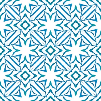 Organic tile. Blue magnetic boho chic summer design. Textile ready brilliant print, swimwear fabric, wallpaper, wrapping. Trendy organic green border.