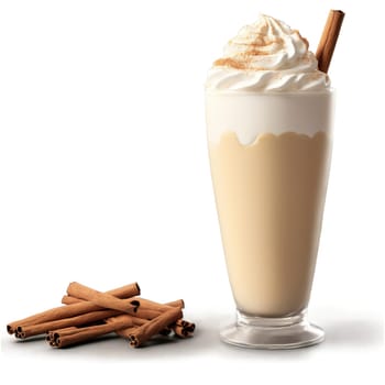 Chai Spice Milkshake cinnamon cardamom ginger whipped cream exotic Summer drink concept Final image should. close-up milkshake drink, isolated on transparent background