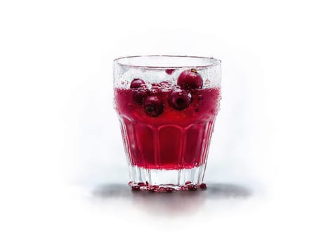Cranberry Juice Tart cranberry juice in a frosted glass cranberries scattered with a splash icy. Drink isolated on transparent background.