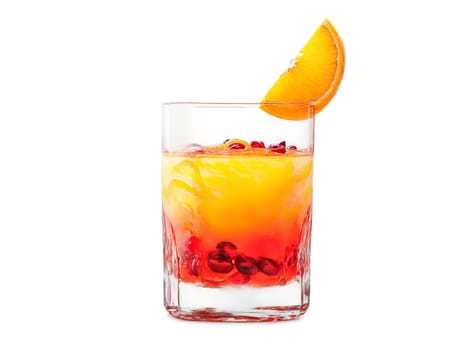 Sex on the Beach A tropical glass with layered orange and red liquid orange slice. Drink isolated on transparent background.
