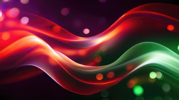 Abstract background of glowing coloured wavy lines on a dark background. Graphic design element with neon lights