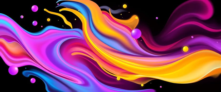 A dynamic swirl of vivid colors blends harmoniously against a dark backdrop, showcasing the captivating essence of fluid artistry and creativity.