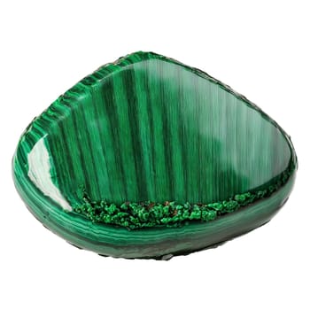 Stone isolated on transparent background. Malachite A banded green malachite with a satin finish caught in a slow mesmerizing spin.