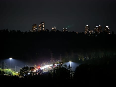 Night Edmonds cityscape with HWY 1 in front taken on long exposure.
