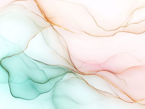 Blue Tint Abstract Alcohol Ink PAinted Background. Colorful Cyan and Golden Particles Creative Modern Wallpaper Design Template. Ai generated