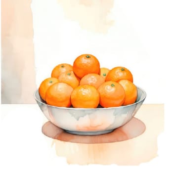 Fresh oranges are neatly arranged in a bowl on a wooden table, showcasing their bright color and texture while enhancing the kitchen's inviting atmosphere.
