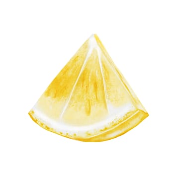 Lemon slice watercolor. Hand drawn tropical sour fruit. Clip art of juicy yellow lime. Half of citrus on isolated white background. Ideal for logo and packaging of natural cosmetics, household chemicals and design of nutritionist blogs. High quality illustration