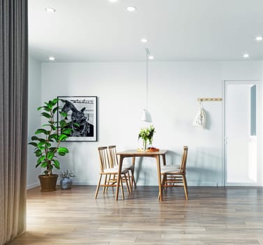 modern living interior design. 3d rendering concept