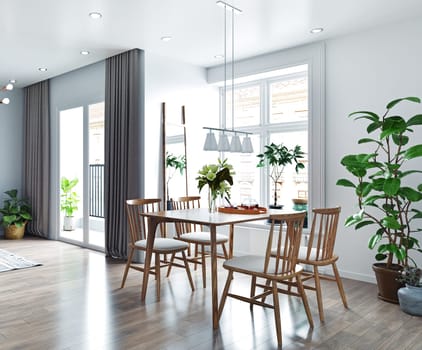 modern living interior design. 3d rendering concept