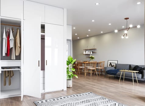 modern living interior design. 3d rendering concept