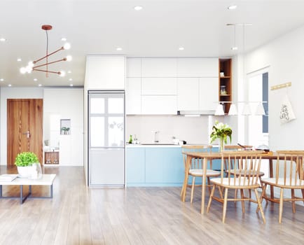 modern living interior design. 3d rendering concept