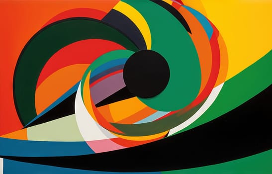 Abstract background in the style of expressionism, modern and Bauhaus. Artistic abstraction with colorful circles and lines. Generative AI