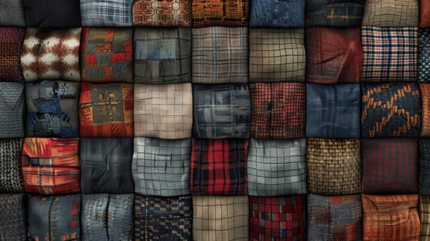 Patchwork quilt texture abstract background, creating a visually appealing display
