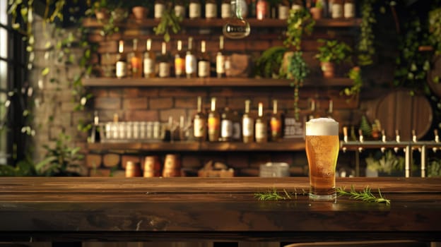 Craft beer background with bottle